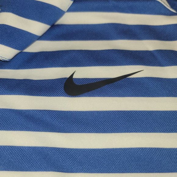 NIKE Dri-Fit Men’s XL Standard Fit Blue White Striped Golf Polo Shirt - Picture 4 of 6